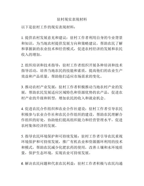 驻村现实表现材料