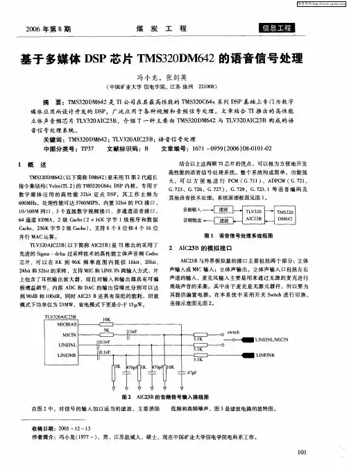 基于多媒体DSP芯片TMS320DM642的语音信号处理