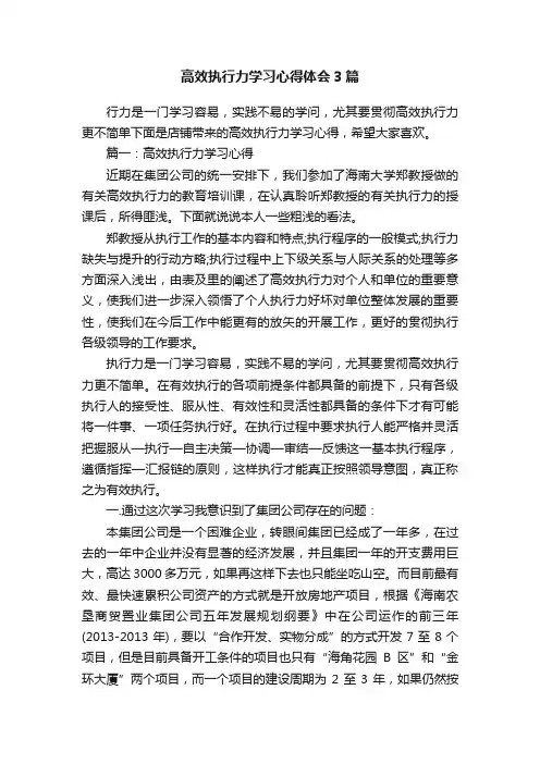 高效执行力学习心得体会3篇