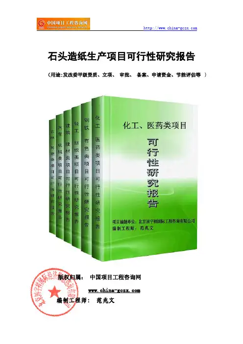 石头造纸生产项目可行性研究报告(==模板立项)