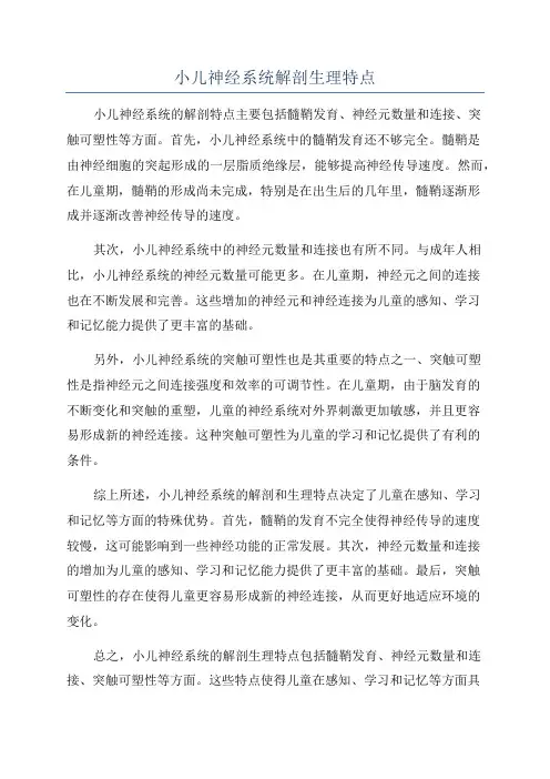 小儿神经系统解剖生理特点