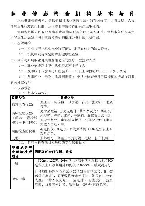 职业健康检查机构具备的条件