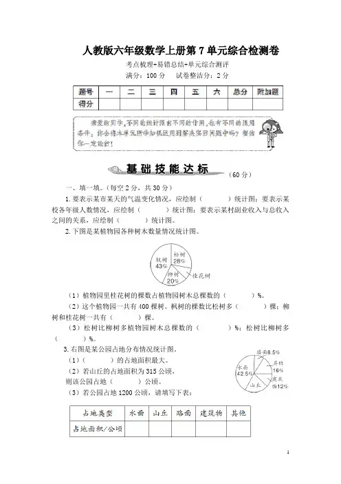 人教版六年级数学上册第7单元综合检测卷 附答案