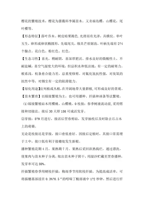 樱花的繁殖技术