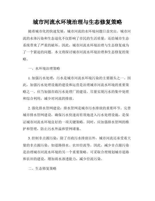 城市河流水环境治理与生态修复策略