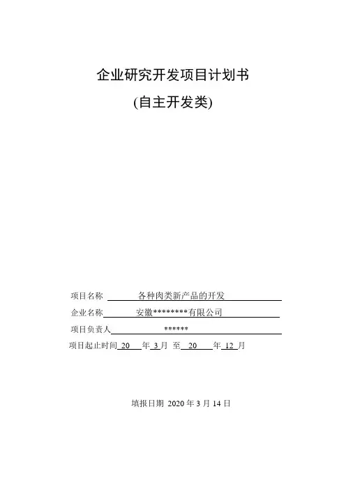 企业研究开发项目计划书