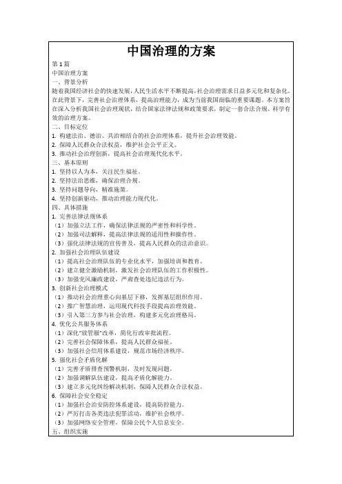中国治理的方案