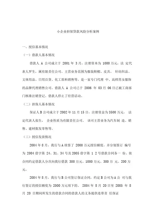 小企业担保风险分析案例