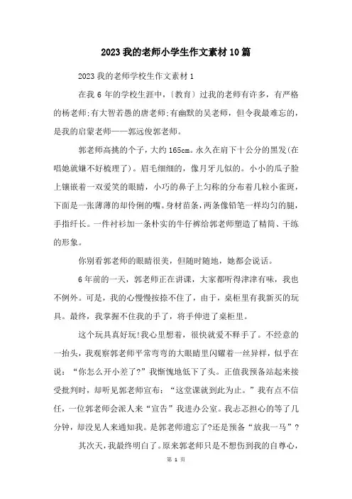 我的老师小学生作文素材10篇
