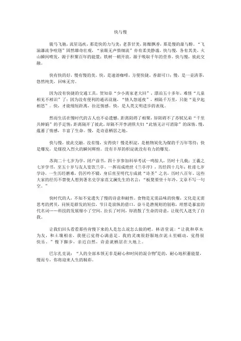 作文《快与慢》