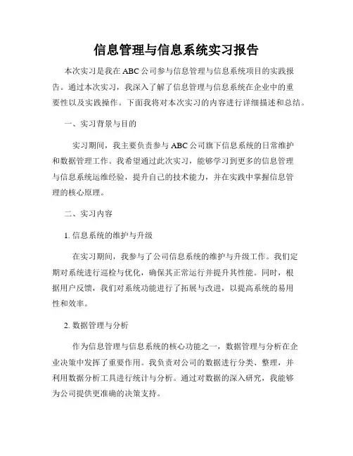 信息管理与信息系统实习报告