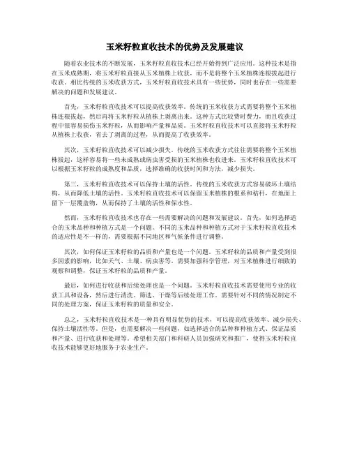 玉米籽粒直收技术的优势及发展建议