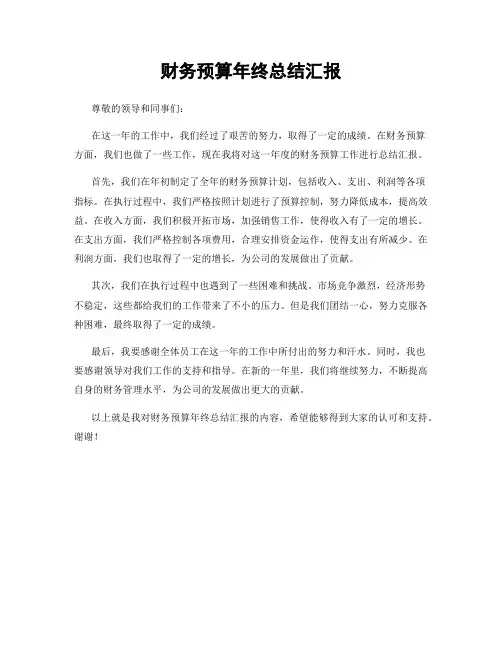 财务预算年终总结汇报