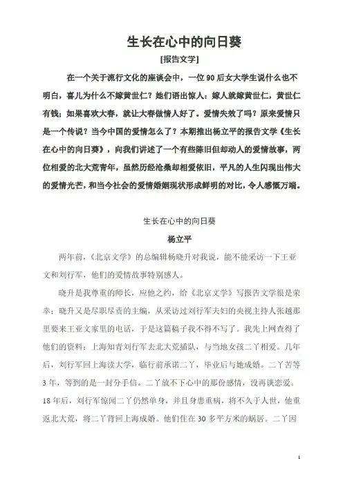 生长在心中的向日葵