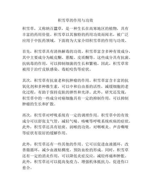 积雪草的作用与功效