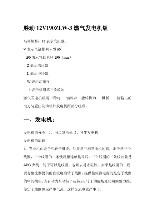 胜动12V190燃气发电机组