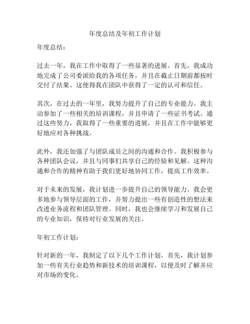 年度总结及年初工作计划