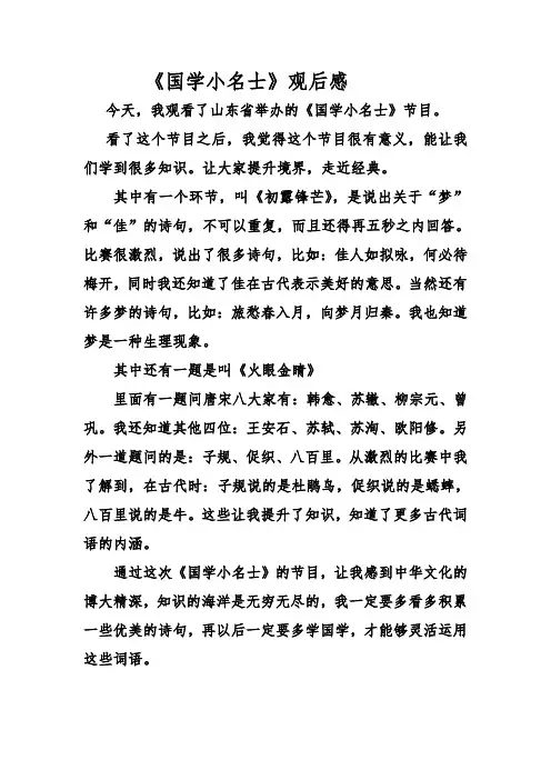 国学小名士