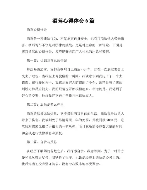 酒驾心得体会6篇