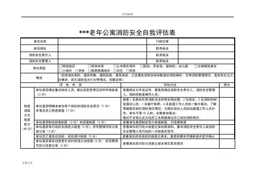 消防安全系统自我评估表