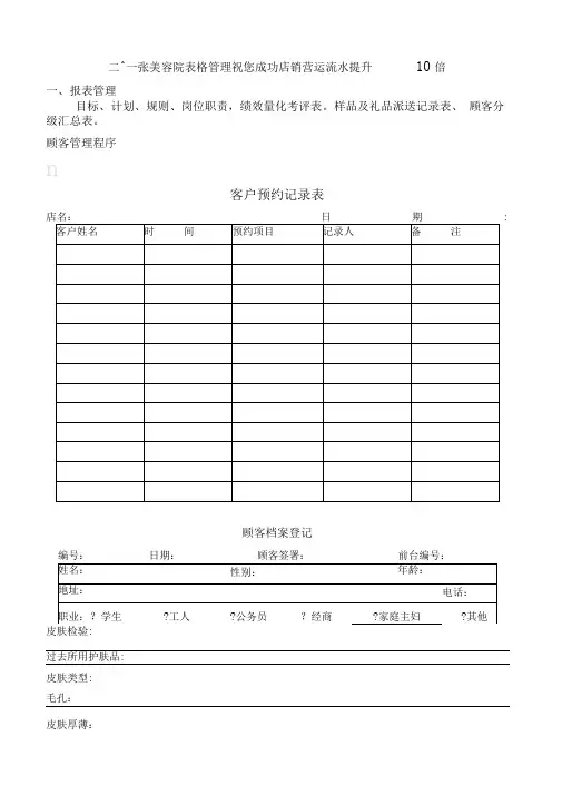 【美容院】美容院成功店销盈利表格汇编(DOC18页)