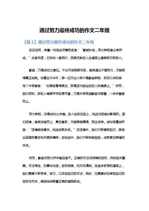 通过努力最终成功的作文二年级