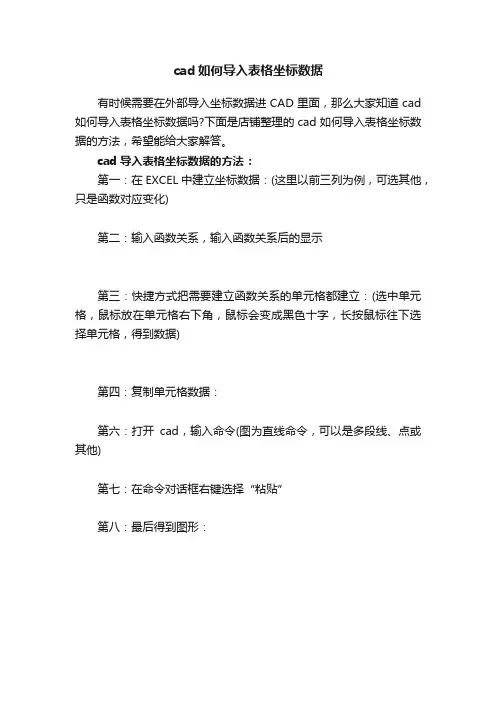 cad如何导入表格坐标数据