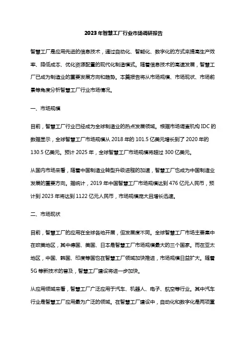 2023年智慧工厂行业市场调研报告