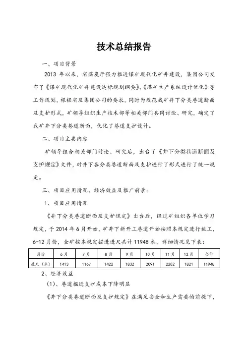 优化巷道断面及支护技术总结报告