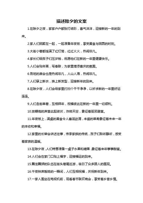 描述除夕的文案-概述说明以及解释