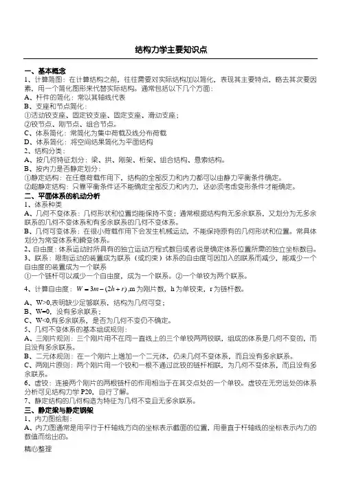 结构力学主要知识点归纳