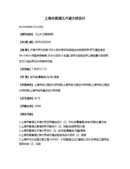 上海市黄浦江卢浦大桥设计