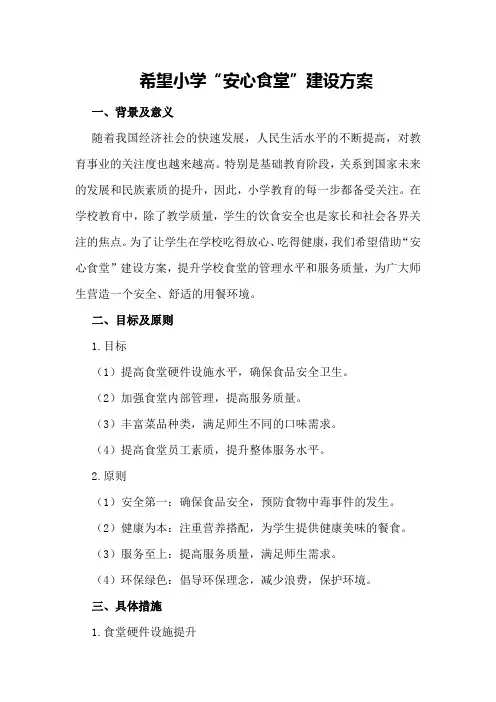 希望小学“安心食堂”建设方案