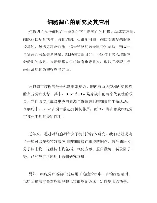 细胞凋亡的研究及其应用