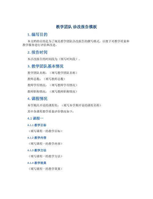 教学团队 诊改报告模板