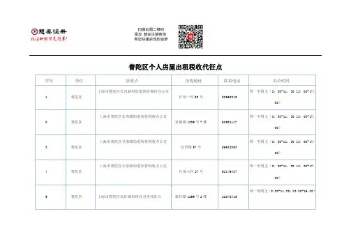 普陀区个人房屋出租税收代征点