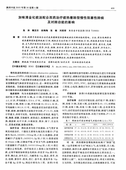 加味清金化痰汤配合西药治疗痰热壅肺型慢性阻塞性肺病及对肺功能的影响