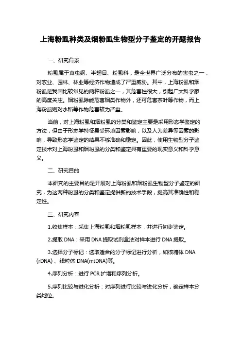 上海粉虱种类及烟粉虱生物型分子鉴定的开题报告