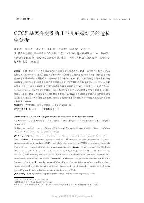 211081158_ＣＴＣＦ基因突变致胎儿不良妊娠结局的遗传学分析