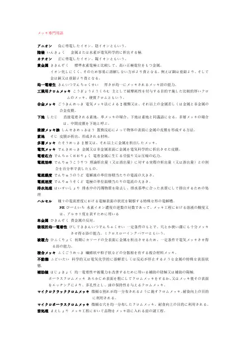 メッキ専门用语