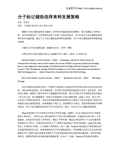 分子标记辅助选择育种发展策略