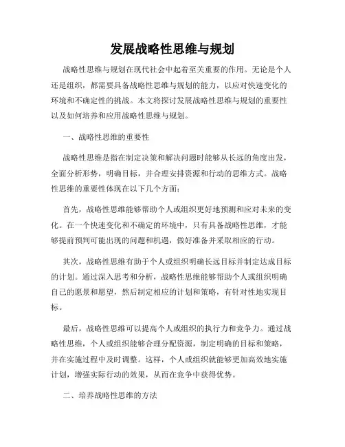 发展战略性思维与规划