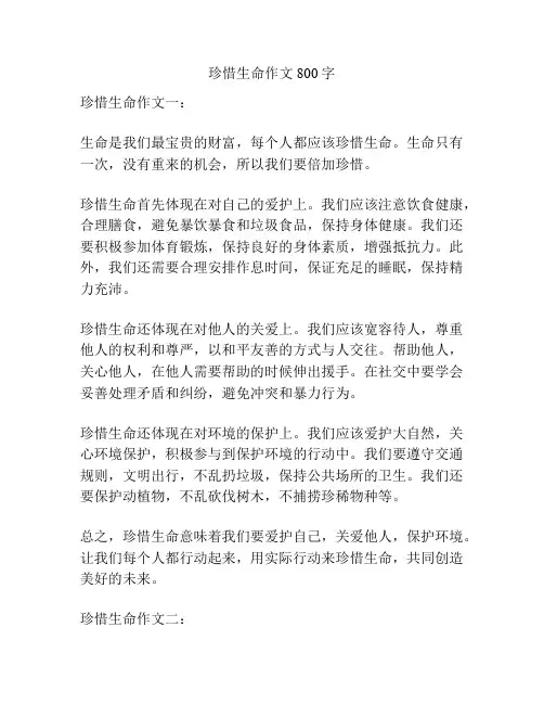珍惜生命作文800字