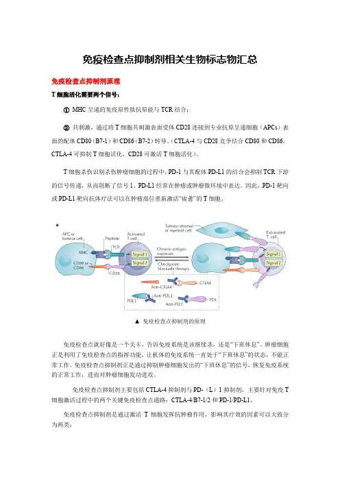 免疫检查点抑制剂相关生物标志物汇总