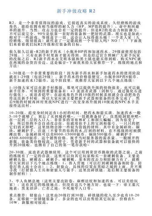 新手冲级攻略R2