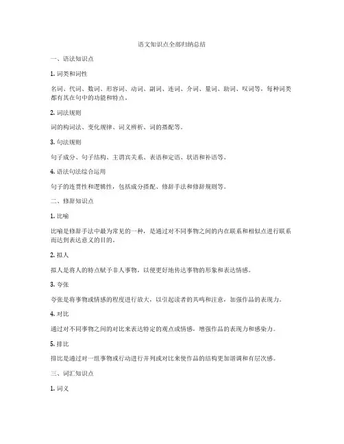 语文知识点全部归纳总结