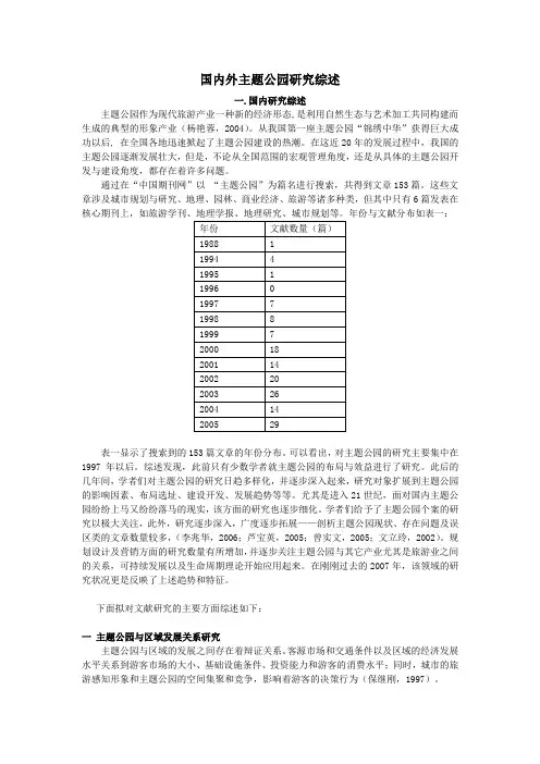 国内外主题公园研究综述