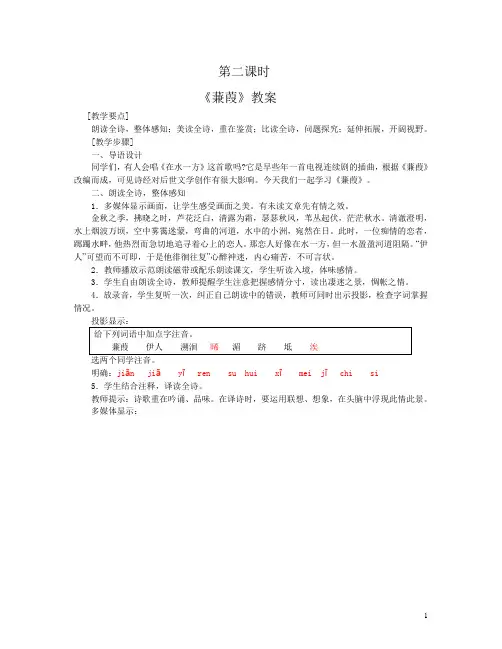 《蒹葭》教案