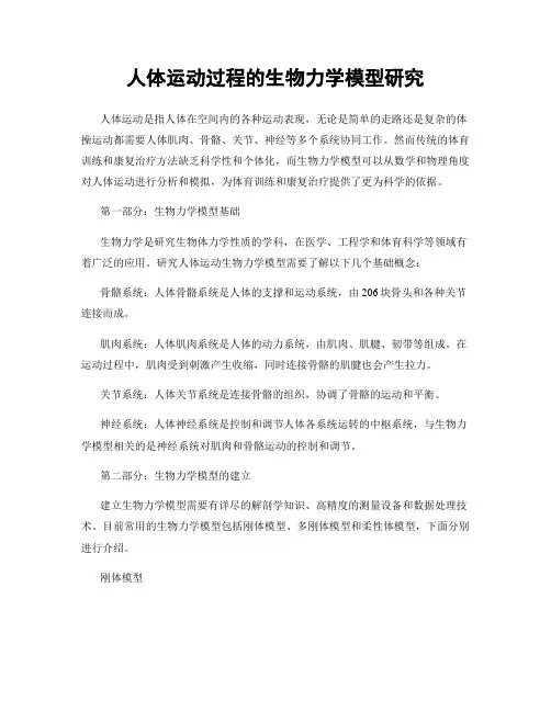 人体运动过程的生物力学模型研究