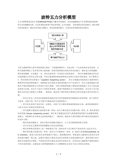 波特五种竞争力